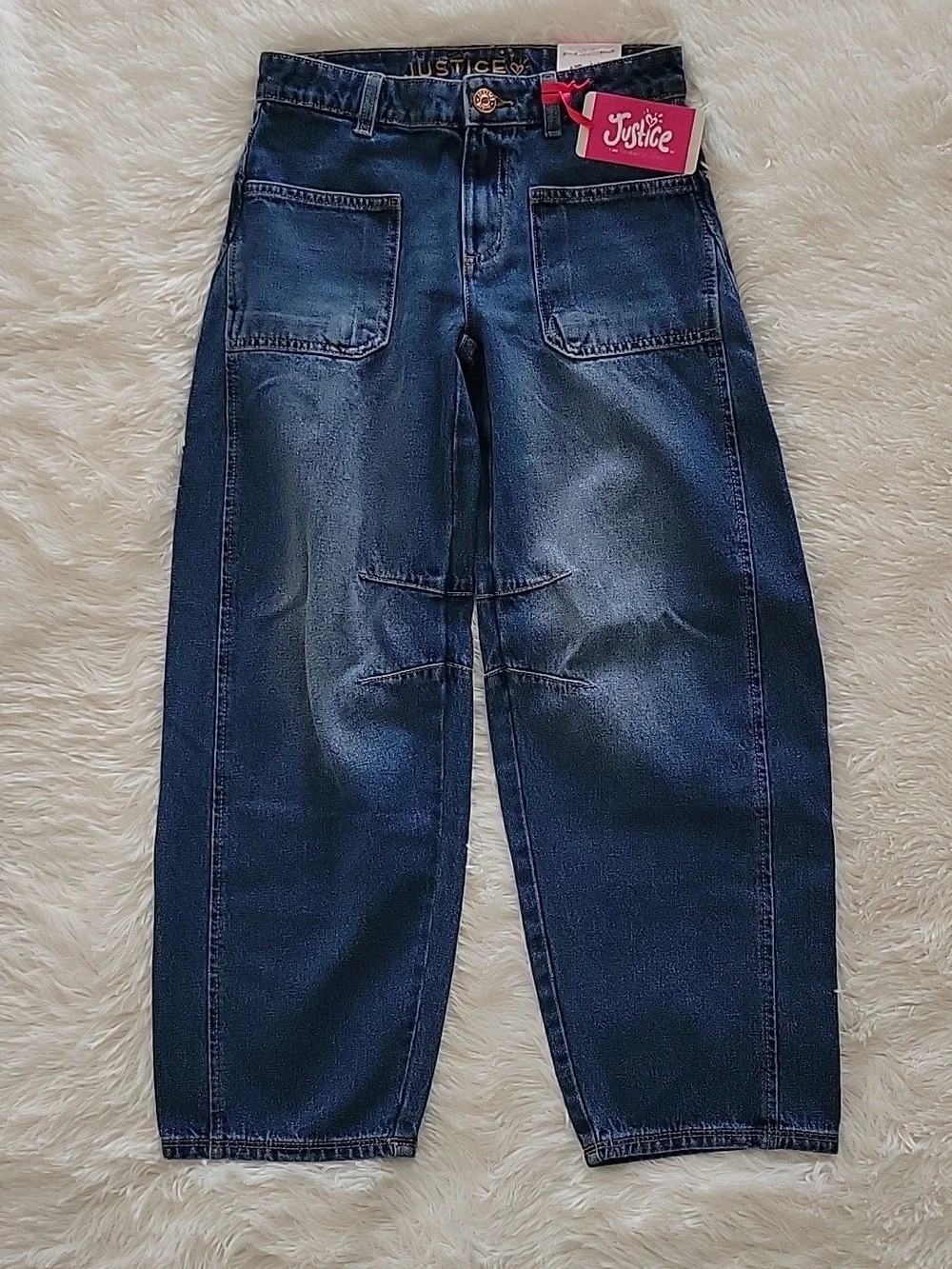 Justice Barrel Jeans Dark Wash Girl's Size 14 Slim NWT